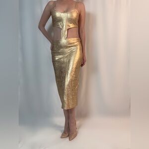 Fashion Nova Gold Pencil Skirt